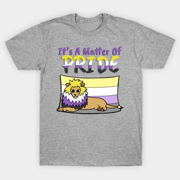 Nonbinary Pride Lion- With Text T-Shirt by marzipanpond